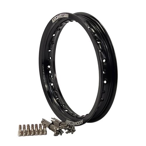 Yamaha PW80 1983-2012 Axiom Aluminium Rim & Spoke Kit Black Front 14"