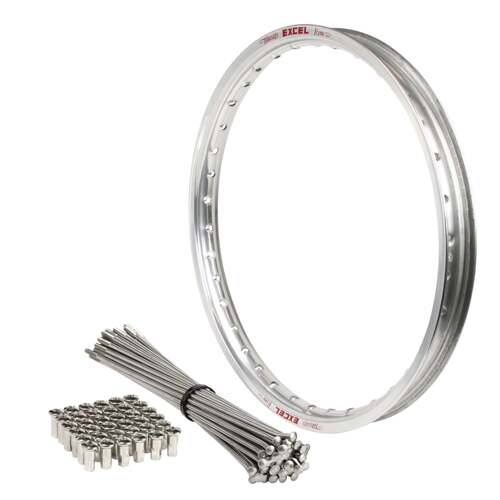 Husaberg FE650E 2005-2008 21x1.6 OEM MX Front Silver Excel Rim & SS Bulldog Spoke Set