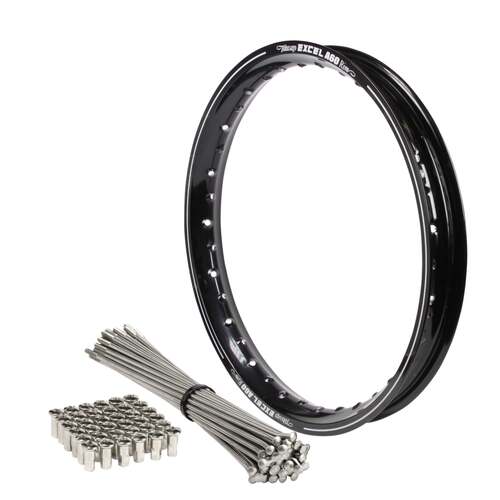 Husaberg FE650E 2005-2008 18x2.15 OEM MX Rear Black A60 Excel Rim & SS Bulldog Spoke Set