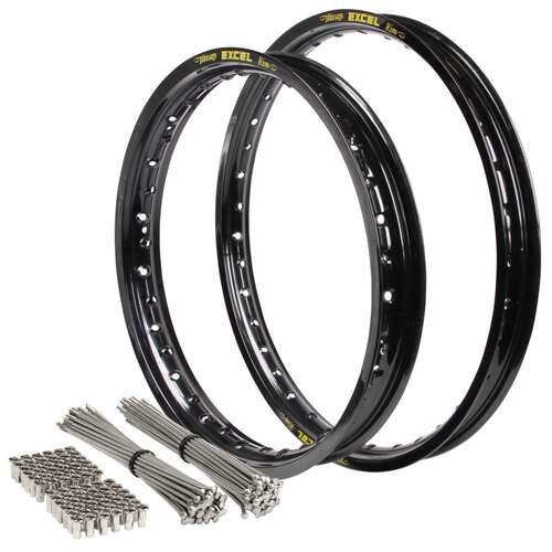 Husaberg FE650E 2005-2008 21/18 OEM MX Front Or Rear Black Excel Rim & SS Bulldog Spoke Set