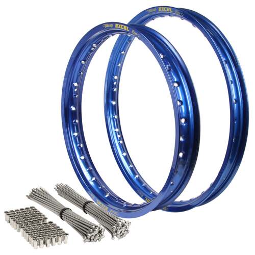 Yamaha YZ125 2009-2025 21/19 OEM Front Or Rear Blue Excel Rim & Bulldog Spoke Set