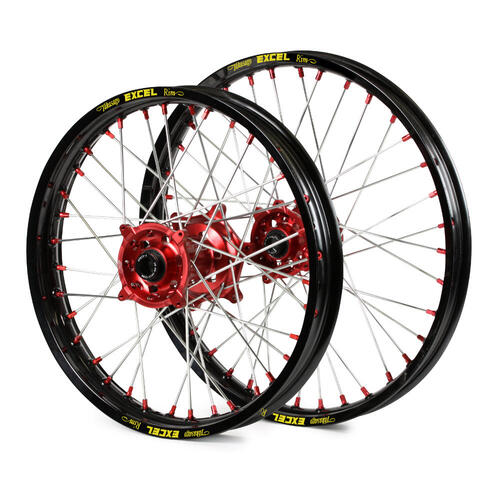 Honda CR250R 2002-2007 21/19 Wheel Set Wheels Pair Black Excel Rim Red SM Pro Hub