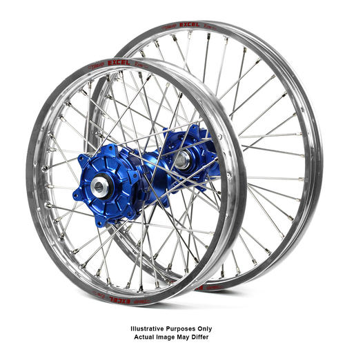 BMW F800 GS 2006-2018 Wheel Set Silver Excel Rims / Blue SM Pro Hubs 17x3.50 / 17x4.25 