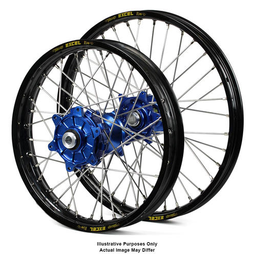 BMW F800 GS 2006-2018 Wheel Set Black Excel Rims / Blue SM Pro Hubs 21x2.15 / 17x4.25 OEM Size 