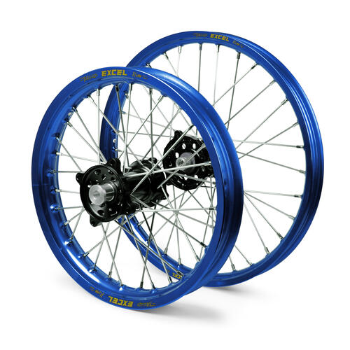 Yamaha YZ85 1993-2024 JNR MX Wheel Set Blue Excel Rims / Black SM Pro Hubs 17x1.40 / 14x1.60
