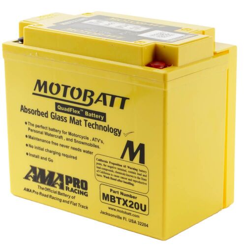 Yamaha YFM450 Kodiak 2018 Motobatt Quadflex 12V Battery High Performance 