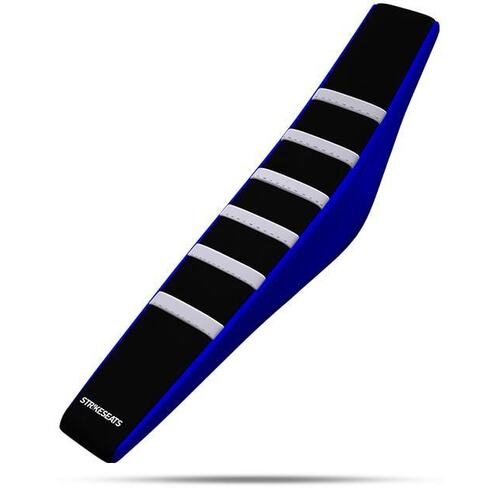 Yamaha YZ250 2022 Strike Gripper Ribbed Seat Cover White-Black-Blue
