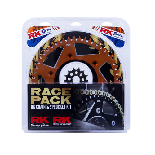 KTM 144 SX 2008-2009 RK Gold U-Ring Chain & Orange Aluminium Sprocket Kit 14/50
