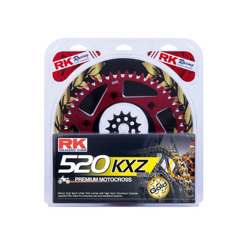 Honda CRF250R 2018-2021 RK Black Non O-Ring Chain & Red Alloy Sprocket Kit 13/49