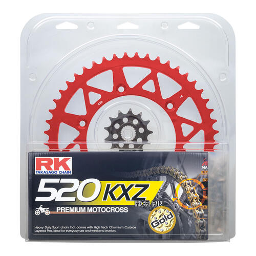 Honda CRF450R 2002-2025 RK Black Non O-Ring Chain & Red Alloy Sprocket Kit 13/49