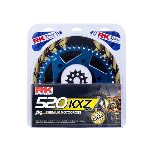 Yamaha YZ250 1999-2025 RK Black Non O-Ring Chain & Blue Alloy Sprocket Kit 13/49