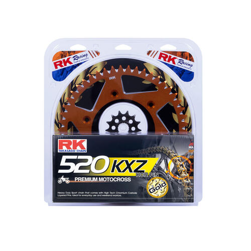 KTM 250 SX-F 2006-2025 RK Non O-Ring Chain & Orange Alloy Sprocket Kit 13/52