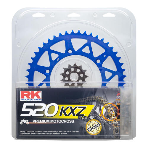 Husqvarna FE450 2014-2025 RK Non O-Ring Chain & Blue Alloy Sprocket Kit 13/52