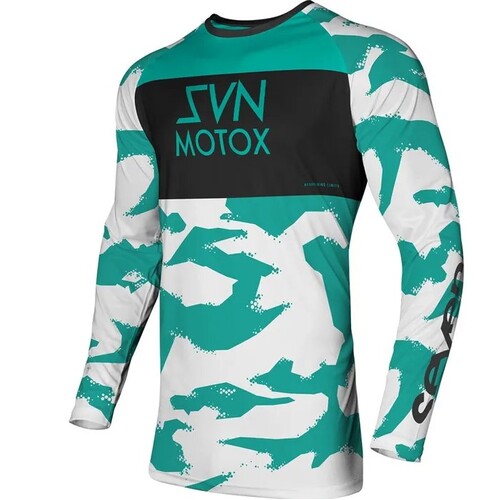 Seven Vox Pursuit White Teal Motocross Youth Jersey