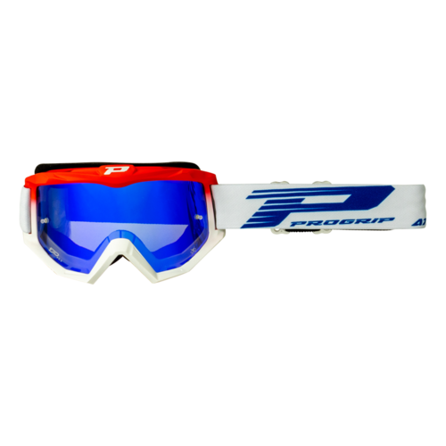 Progrip Atzaki 3201 Red / White MX Motocross Goggles With Uv Lens