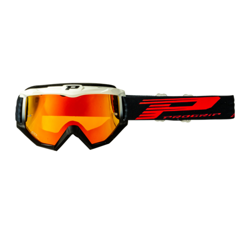Progrip Atzaki 3201 White / Black MX Motocross Goggles With Uv Lens