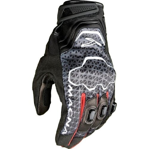 Macna Assault Motorcycle Gloves Black Grey Red