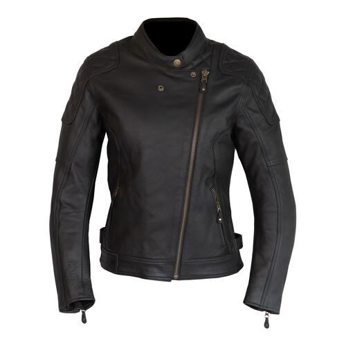 Merlin Bristol Café D3O® Ladies Leather Motorcycle Jacket Black 8 XS