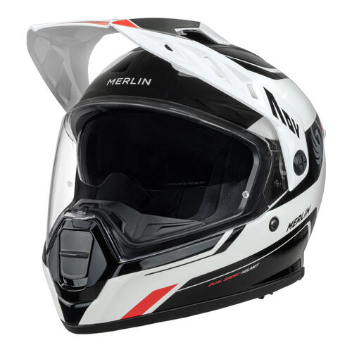Merlin Torres Block Motorcycle Helmet White/Red Small