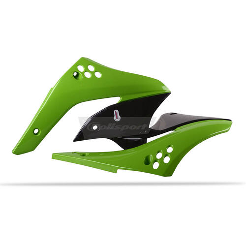 Kawasaki KX450F 2006-2008 Polisport Radiator Shrouds Pair Green/Black