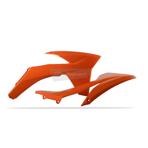 KTM 350 SX-F 2011-2012 Polisport Radiator Shrouds Pair Orange