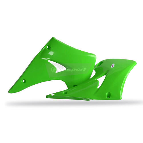Kawasaki KX250 2003-2008 Polisport Radiator Shrouds Pair Green