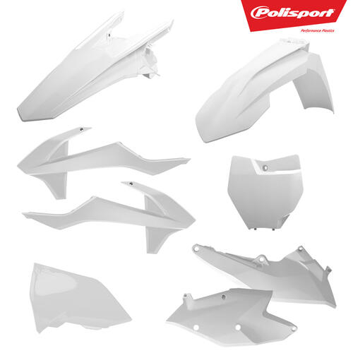 KTM 300 EXC 2017-2019 Polisport Plastics Kit White Inc Fenders & Shrouds