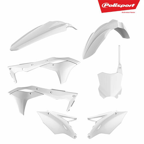 Kawasaki KX250F 2017-2020 Polisport Plastics Kit White Inc Fenders & Shrouds