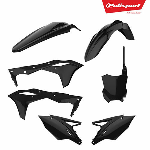 Kawasaki KX250F 2017-2020 Polisport Plastics Kit Black Inc Fenders & Shrouds