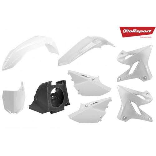 Yamaha YZ250 2002-2019 Polisport Restyle Plastics Kit White Inc Fenders & Shrouds