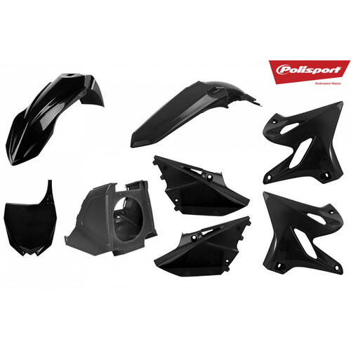 Yamaha YZ250 2002-2019 Polisport Restyle Plastics Kit Black Inc Fenders & Shrouds