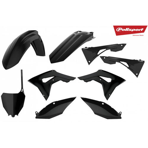 Honda CRF250R 2018-2021 Polisport Plastics Kit Black Inc Fenders & Shrouds
