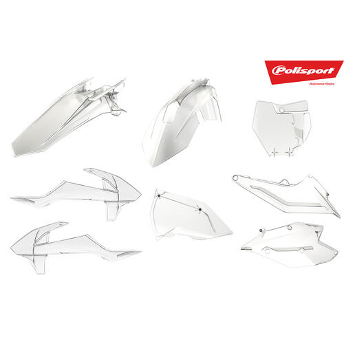 KTM 125 SX 2016-2018 Polisport Plastics Kit Clear Inc Fenders & Shrouds