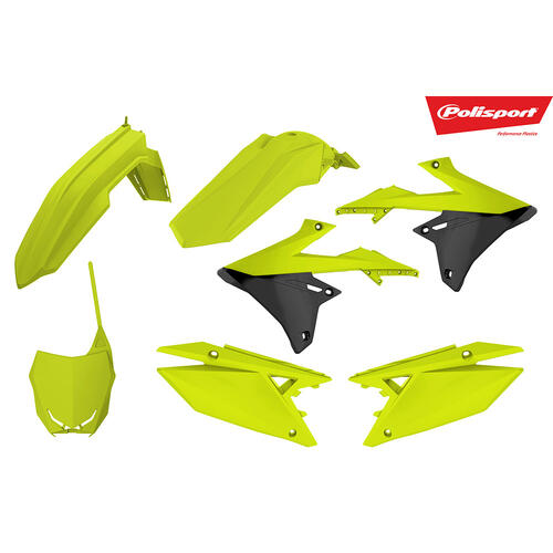 Suzuki RM-Z450 2018-2019 Polisport Plastics Kit Inc Fork Guards Fluoro Yellow