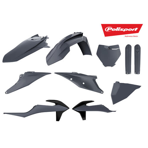 KTM 125 SX 2019 Polisport Plastics Kit Inc Fork Guards Nardo Grey