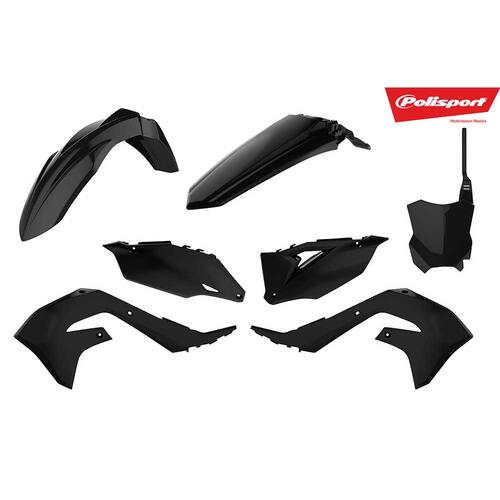 Kawasaki KX250F 2021-2024 Polisport Plastics Kit Black Inc Fenders & Shrouds