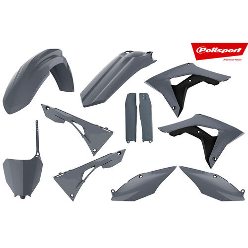 Honda CRF250R 2018 Polisport Plastics Kit Inc Fork Guards Nardo Grey