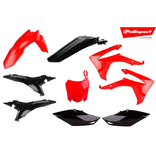 Honda CRF450R 2013-2016 Polisport Plastics Kit Red/Black Inc Fenders & Shrouds