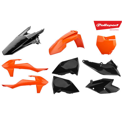 KTM 350 EXC-F 2017-2019 Polisport Plastics Kit Orange/Black Inc Fenders & Shrouds