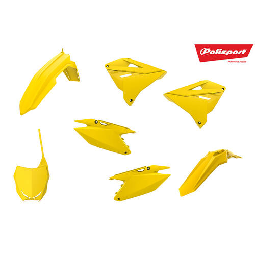 Suzuki RM250 2001-2008 Polisport Restyle Plastics Kit Yellow Inc Fenders & Shrouds