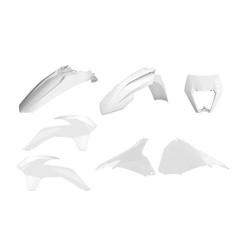 KTM 450 EXC-F 2014-2016 Polisport Restyle Plastics Kit White Inc Fenders & Shrouds