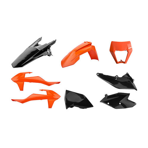 KTM 450 EXC-F 2017-2019 Polisport Plastics Kit Inc Headlight Surround Orange/Black