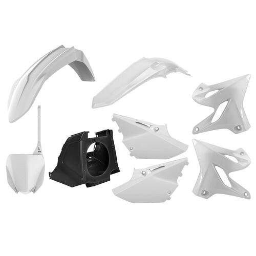 Yamaha YZ250 2002-2021 Polisport Restyle Plastics Kit White Inc Fenders & Shrouds