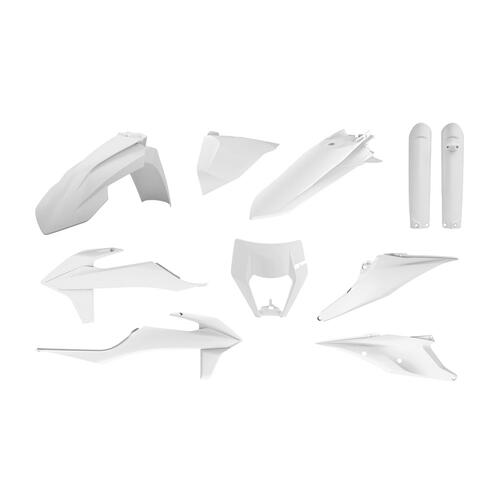 KTM 350 EXC-F 2020-2023 Polisport Plastics Kit Inc Fork Guards/Headlight Surround White