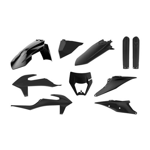 KTM 450 EXC-F 2020-2023 Polisport Plastics Kit Inc Fork Guards/Headlight Surround Black