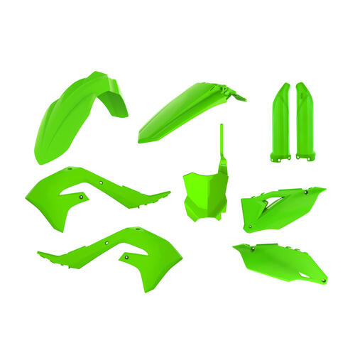 Kawasaki KX250F 2021-2023 Polisport Plastics Kit Lime Green Inc Fenders & Shrouds