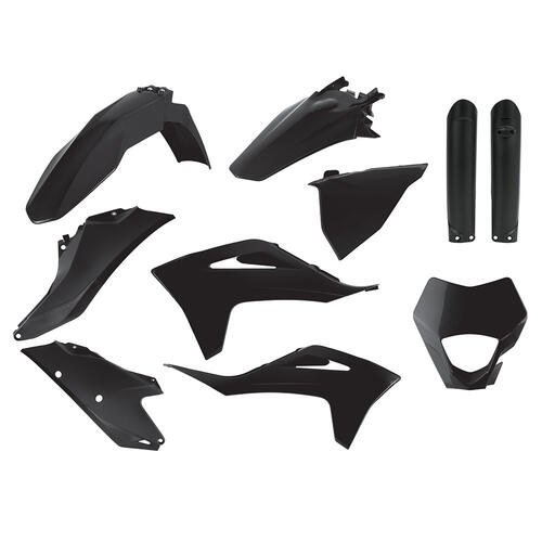 Gas-Gas EC 250F 2021-2023 Polisport Plastics Kit Inc Fork Guards/Headlight Surround Black