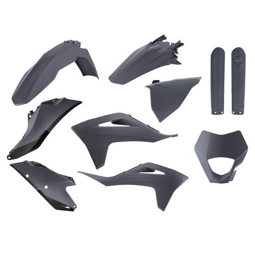 Gas-Gas EX 350F 2021-2023 Polisport Plastics Kit Inc Fork Guards/Headlight Surround Nardo Grey