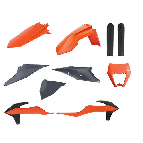 KTM 450 EXC-F 2020-2023 Polisport Plastics Kit Inc Fork Guards/Headlight Surround OEM Colours (2020)