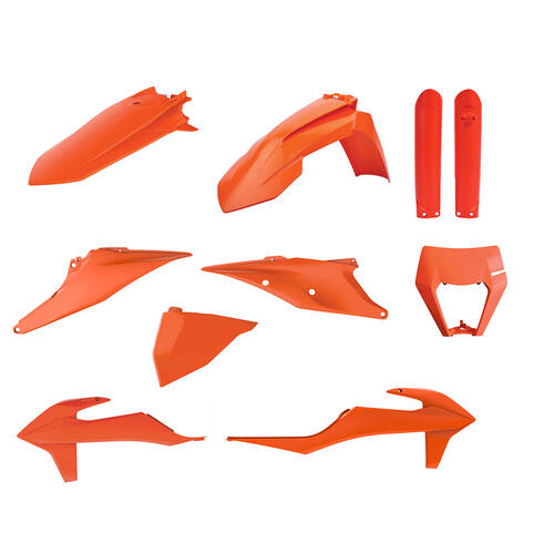 KTM 450 EXC-F 2020-2023 Polisport Plastics Kit Inc Fork Guards/Headlight Surround Orange